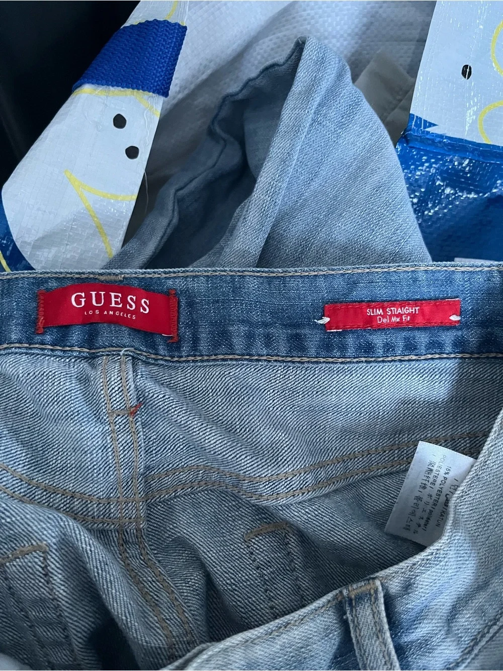 Guess Men's Light Wash Blue Slim Straight Jeans 32 X 30 Vintage Inspired 90s